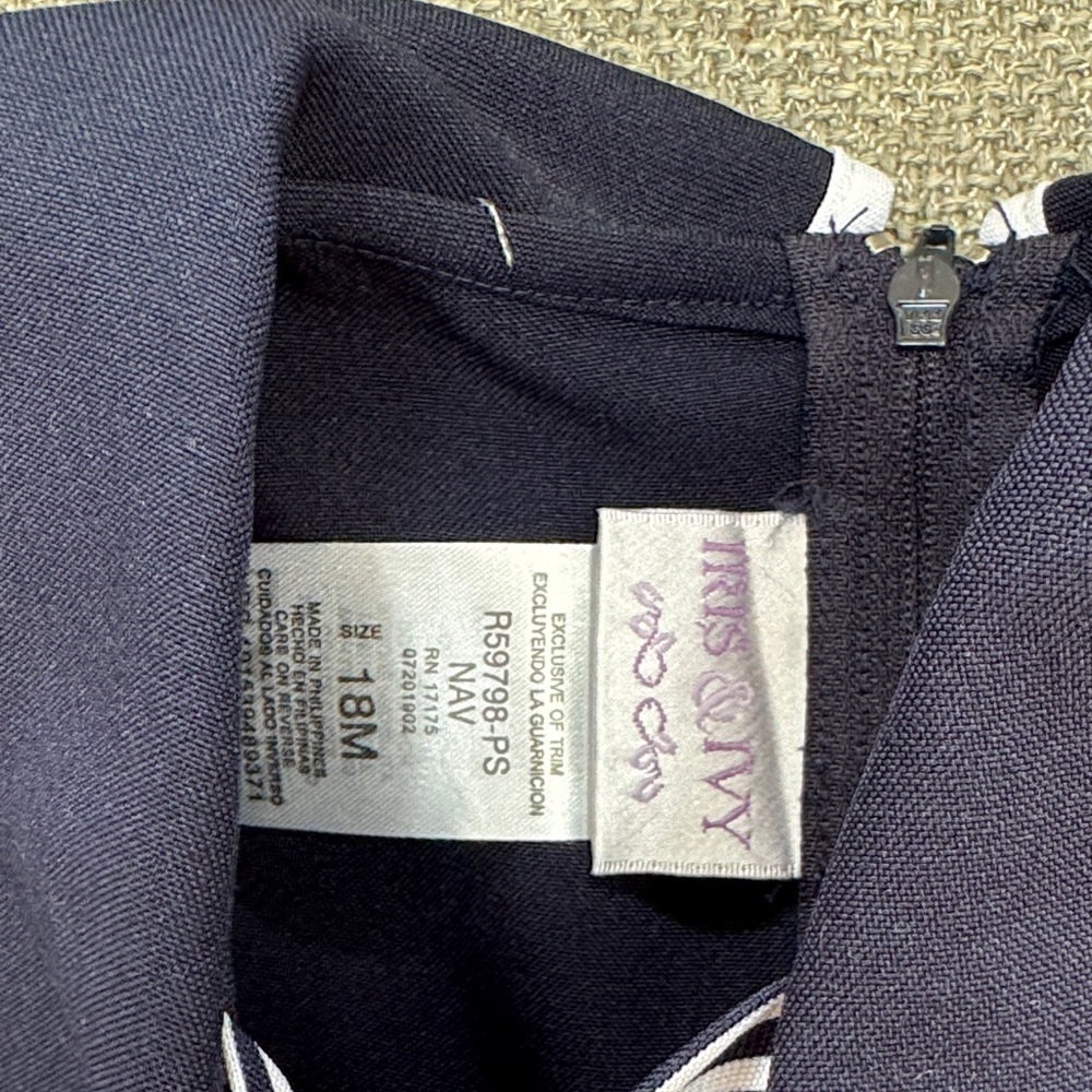 Navy Blue and White Girl’s Dress - Picture 4 of 6